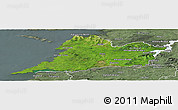 Satellite Panoramic Map of Clare, semi-desaturated