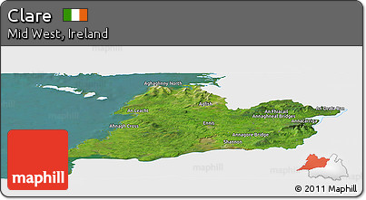Satellite Panoramic Map of Clare, single color outside