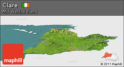 Satellite Panoramic Map of Clare, single color outside