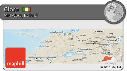 Shaded Relief Panoramic Map of Clare