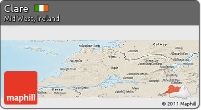 Shaded Relief Panoramic Map of Clare