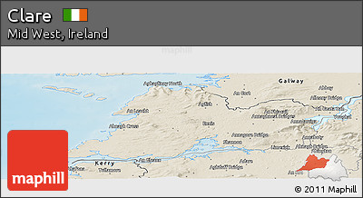 Shaded Relief Panoramic Map of Clare