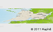 Shaded Relief Panoramic Map of Clare, physical outside