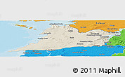 Shaded Relief Panoramic Map of Clare, political outside