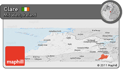 Silver Style Panoramic Map of Clare