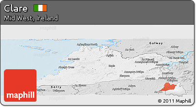 Silver Style Panoramic Map of Clare