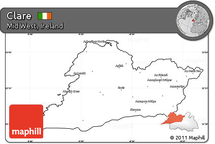 Blank Simple Map of Clare, cropped outside