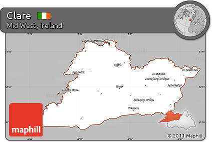Gray Simple Map of Clare, cropped outside