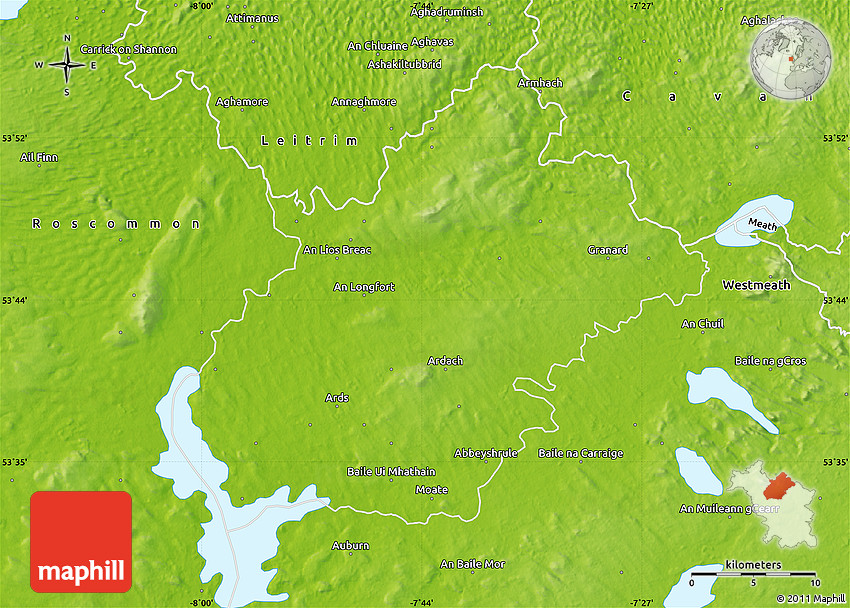 Physical Map of Longford