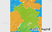 Physical Map of Midlands, political outside