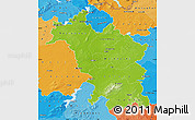 Physical Map of Midlands, political shades outside