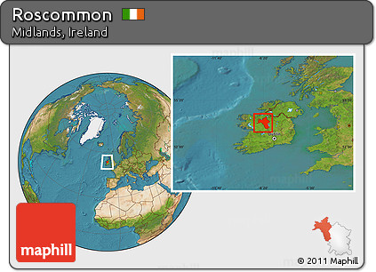 Satellite Location Map of Roscommon