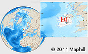 Shaded Relief Location Map of Roscommon, highlighted country
