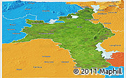 Satellite Panoramic Map of Roscommon, political outside