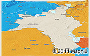 Shaded Relief Panoramic Map of Roscommon, political outside