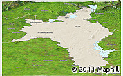 Shaded Relief Panoramic Map of Roscommon, satellite outside