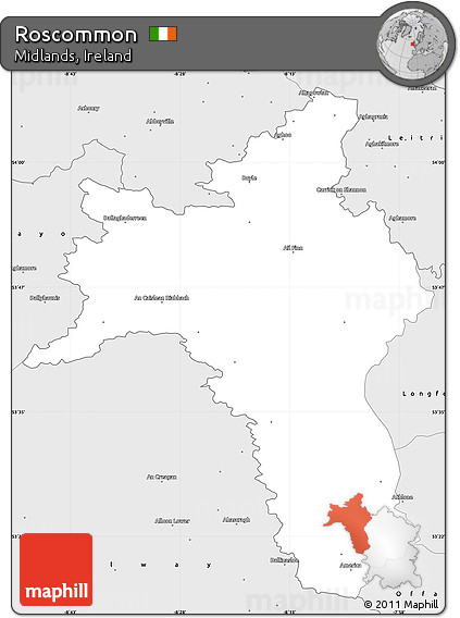 Silver Style Simple Map of Roscommon