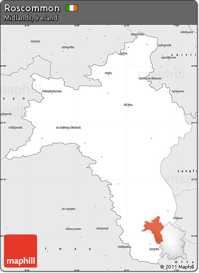 Silver Style Simple Map of Roscommon