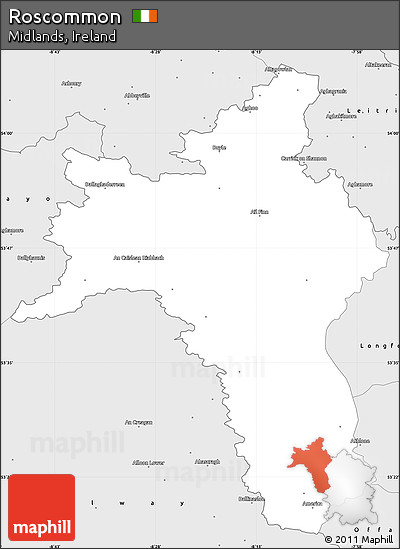 Silver Style Simple Map of Roscommon