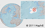 Gray Location Map of Westmeath, highlighted country, within the entire country, hill shading