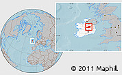 Gray Location Map of Westmeath, highlighted country, hill shading