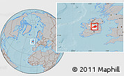 Gray Location Map of Westmeath, highlighted parent region, within the entire country, hill shading