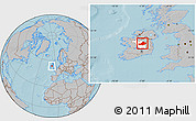 Gray Location Map of Westmeath, highlighted parent region, hill shading