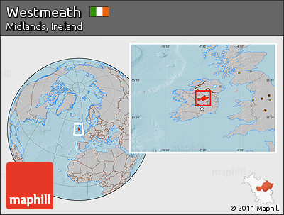 Gray Location Map of Westmeath, hill shading