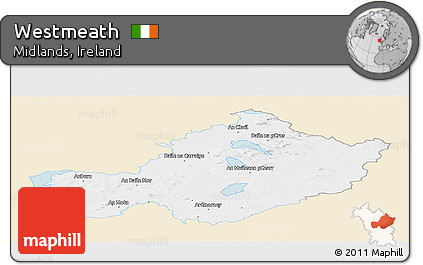 Classic Style Panoramic Map of Westmeath, single color outside