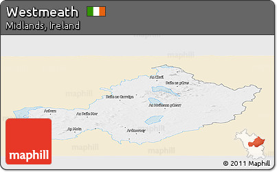 Classic Style Panoramic Map of Westmeath, single color outside