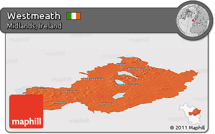 Political Panoramic Map of Westmeath, cropped outside