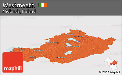 Political Panoramic Map of Westmeath, cropped outside