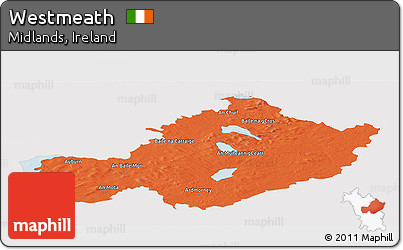 Political Panoramic Map of Westmeath, cropped outside