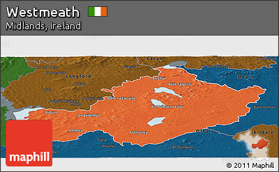 Political Panoramic Map of Westmeath, darken