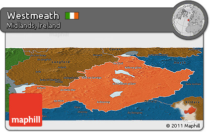 Political Panoramic Map of Westmeath, darken