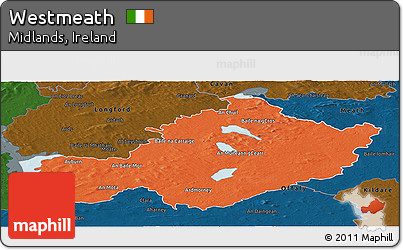 Political Panoramic Map of Westmeath, darken