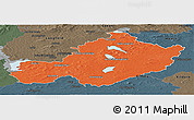 Political Panoramic Map of Westmeath, darken, semi-desaturated