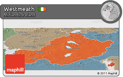 Political Panoramic Map of Westmeath, semi-desaturated