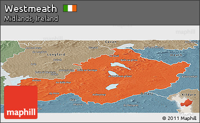 Political Panoramic Map of Westmeath, semi-desaturated