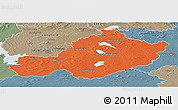 Political Panoramic Map of Westmeath, semi-desaturated