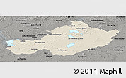 Shaded Relief Panoramic Map of Westmeath, darken, semi-desaturated