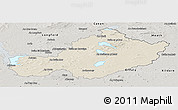 Shaded Relief Panoramic Map of Westmeath, semi-desaturated