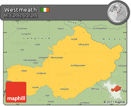 Savanna Style Simple Map of Westmeath