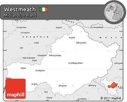 Silver Style Simple Map of Westmeath