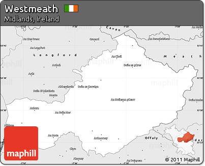 Silver Style Simple Map of Westmeath