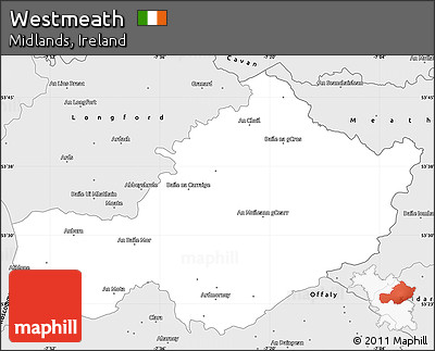 Silver Style Simple Map of Westmeath
