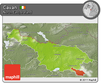 Physical 3D Map of Cavan, semi-desaturated
