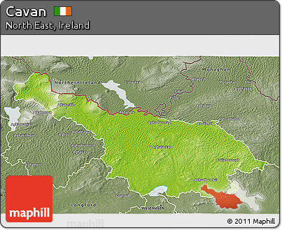 Physical 3D Map of Cavan, semi-desaturated