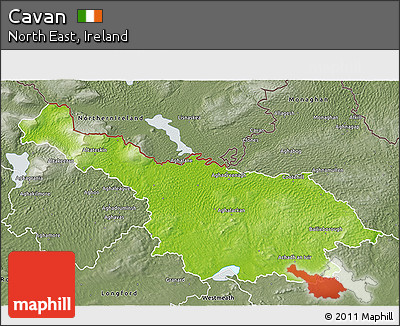 Physical 3D Map of Cavan, semi-desaturated