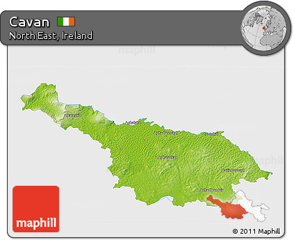 Physical 3D Map of Cavan, single color outside